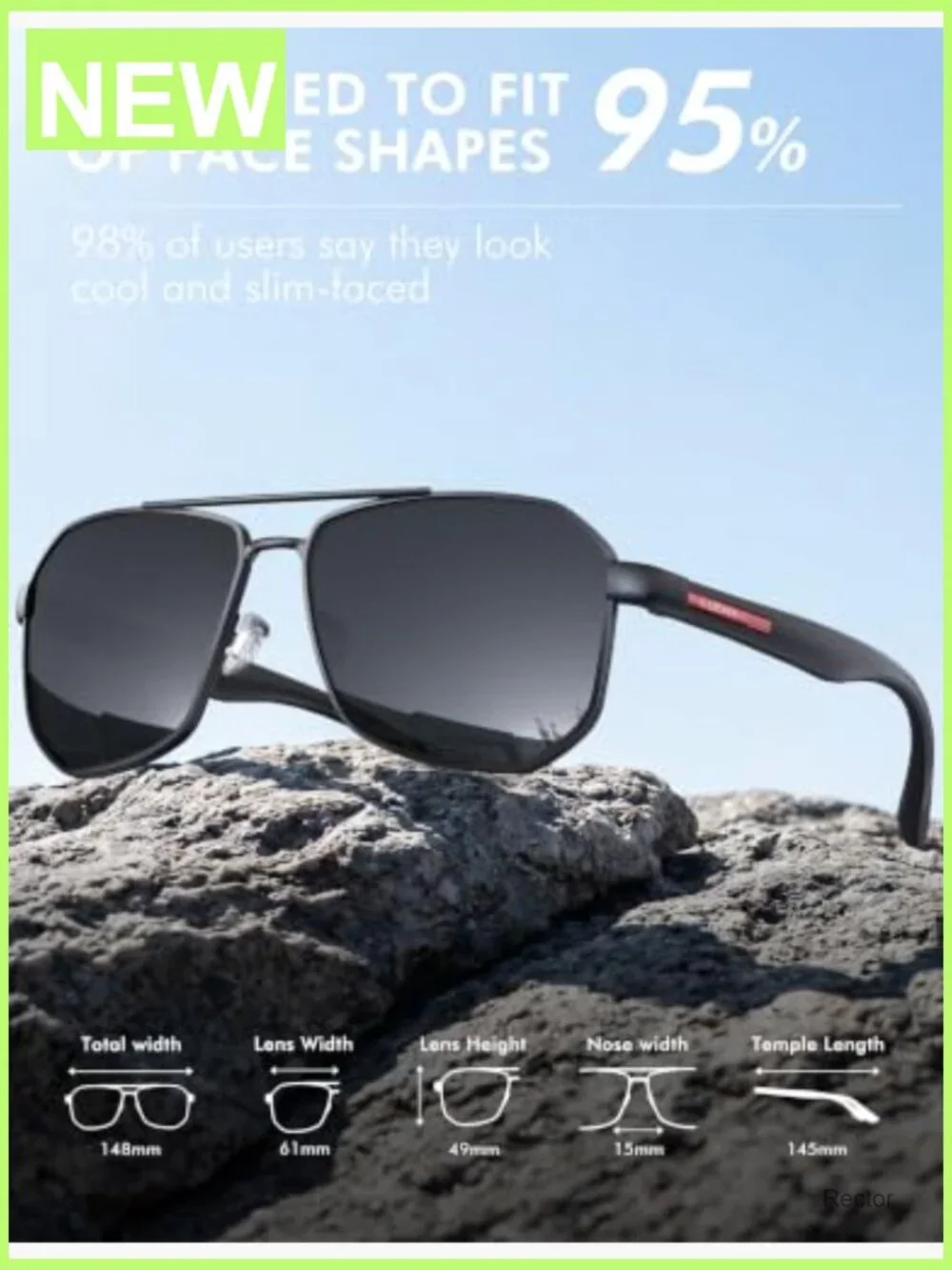 Square Aviator Sunglasses Polarized UV400 Protection Driving Outdoor
